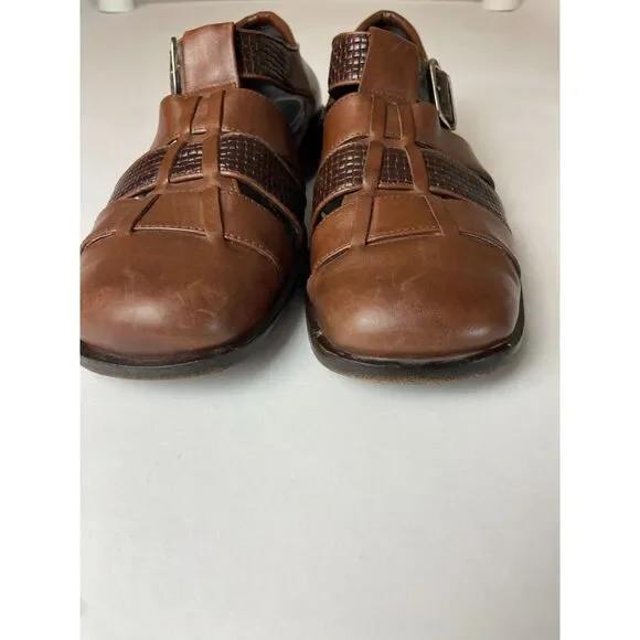 Pronto Uomo Firenze Fisherman Leather Woven Sandals SZ 12 display picture 3